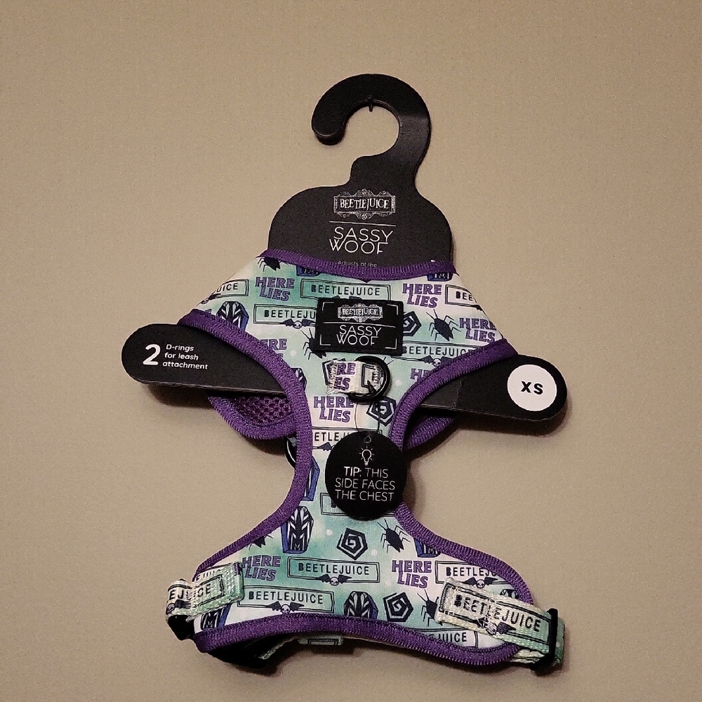 NWT Sassy Woof Beetlejuice adjustable dog harness
